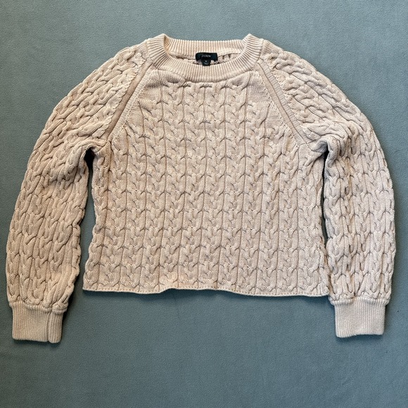 J.CREW Sweaters - JCrew Sweater‎ Womens Medium Blush Cable Knit Crewneck Textured Cotton Pullover